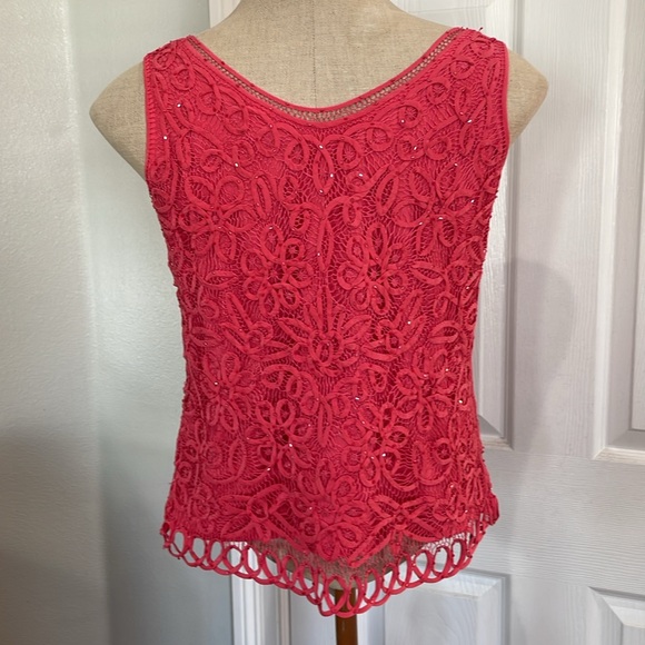 Sigrid Olsen silk sleeveless V-neck lace floral beaded embellished top handmade - Picture 5 of 12